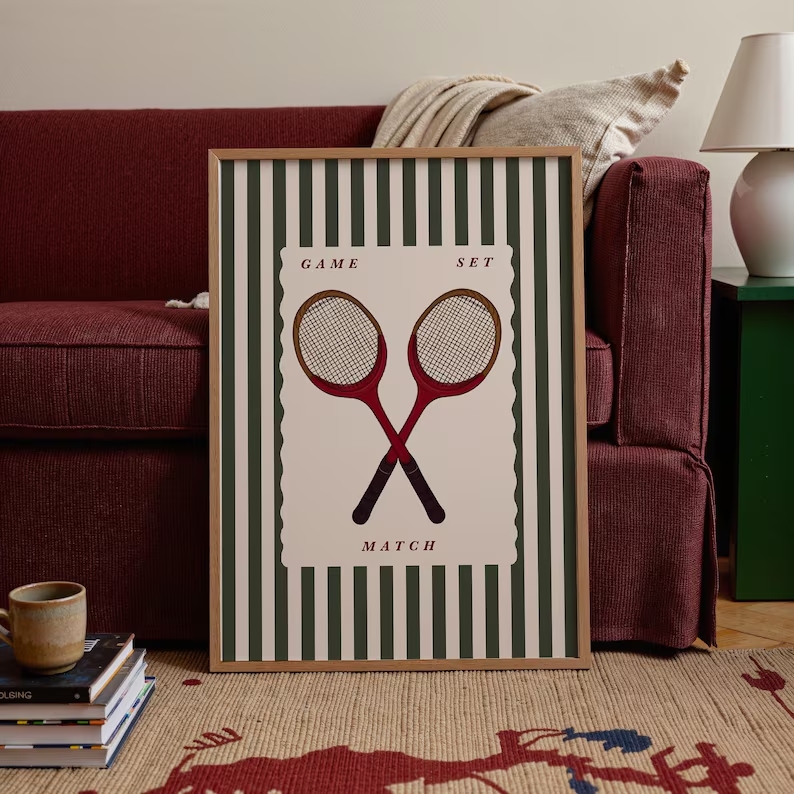 Retro Tennis Racket Wall Art P - Badminton Quotes 评论和价格