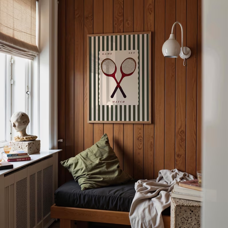 Retro Tennis Racket Wall Art P - Badminton Quotes 评论和价格